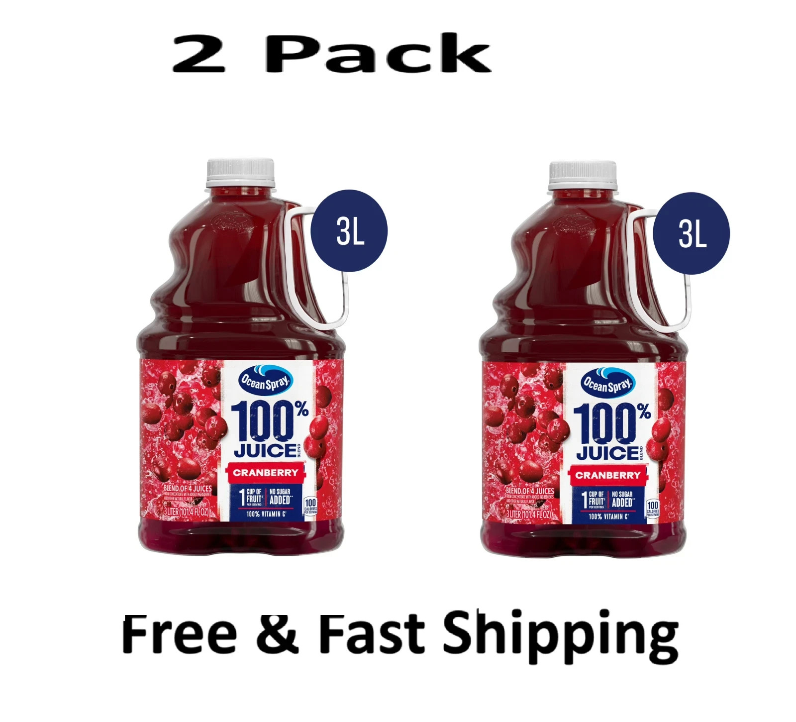 Ocean Spray® 100% juice cranberry juice Blend, 101.4 fl oz Bottle…. 2 pack