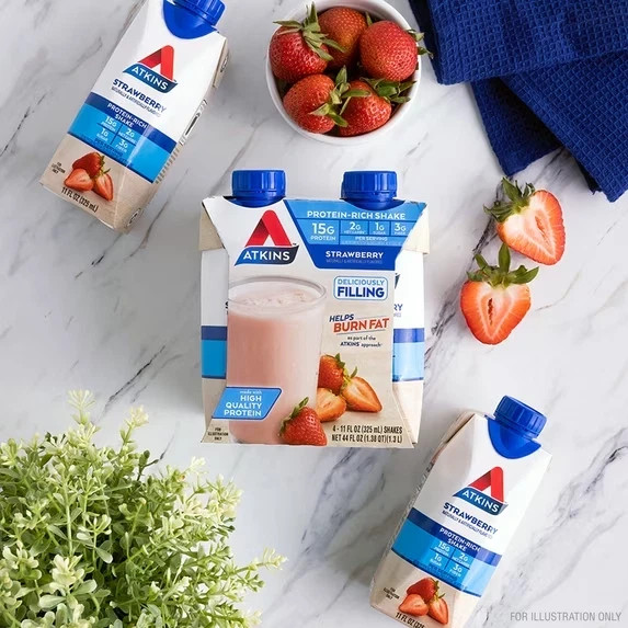 Atkins Protein Shake Strawberry Flavored, 15G Protein, Keto Friendly, 11 Fl Oz,