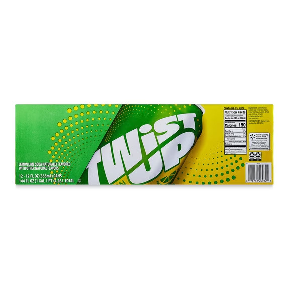 Great Value Twist up Lemon Lime Soda Pop, 12 Fl Oz, 12 Pack Cans-free shipping