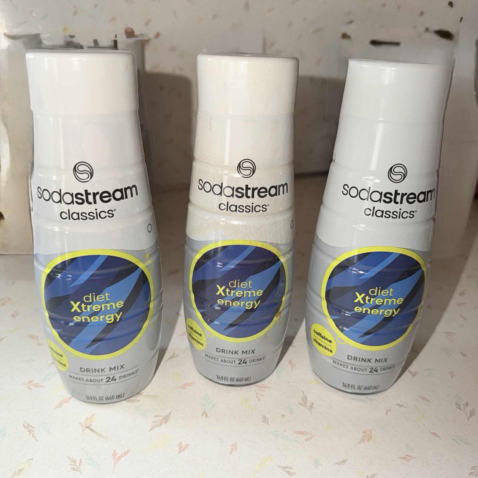 Lot of 3 SodaStream Classics Diet Xtreme Energy Drink Mix – 14.9 fl oz – SEALED!