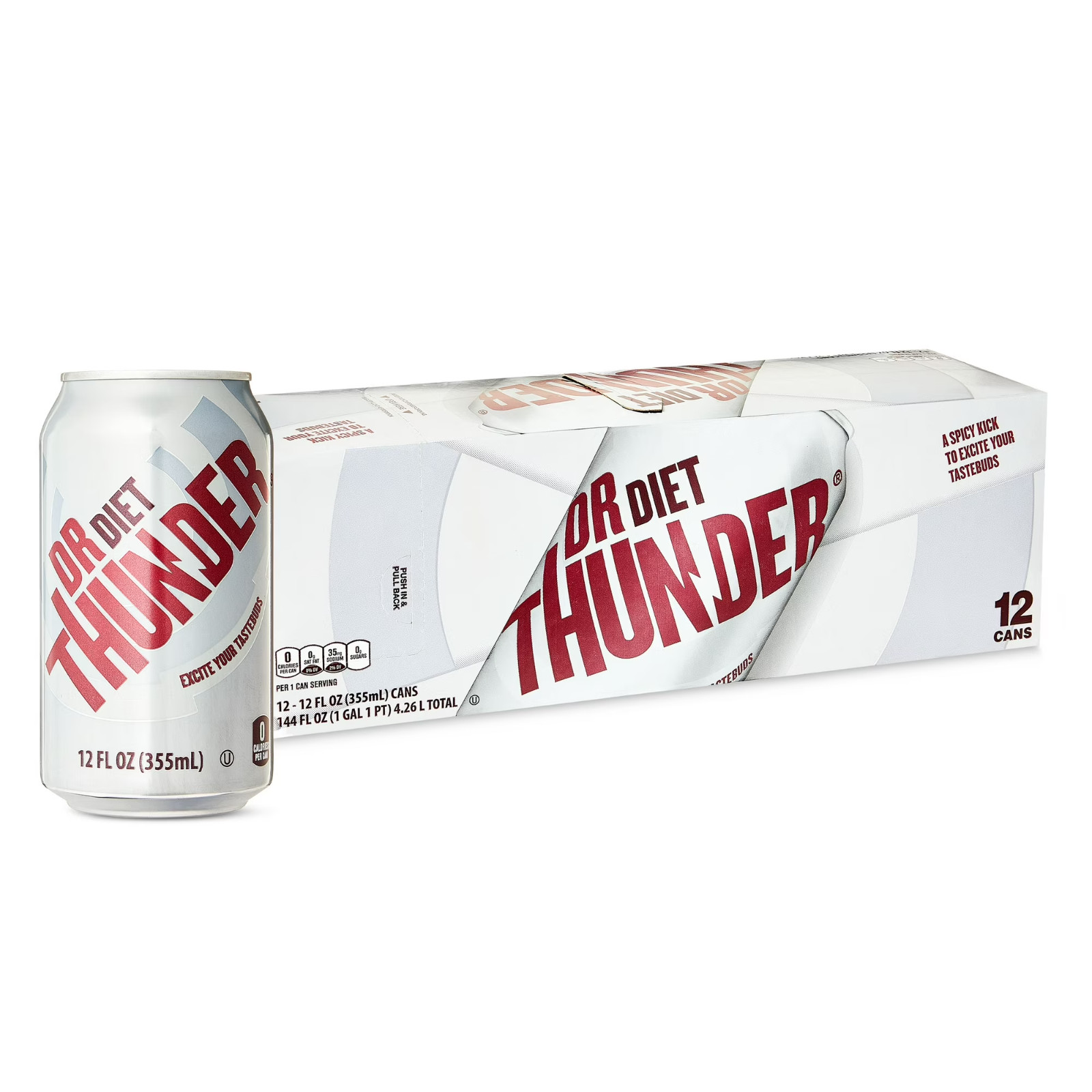 Great Value Dr Thunder Diet Calorie free Cola Soda Pop, 12 fl Oz 12 Pack Cans.