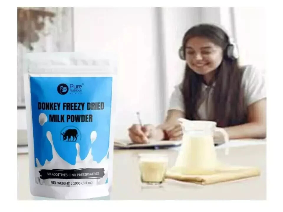 100% PURE NATURAL HERBS DONKEY MILK POWDER FREEZE DRIED 100GM (3.5 Oz)