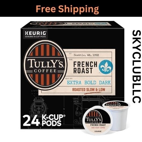 Tully’s Coffee French Roast, Single-Serve Keurig K-Cup 24 Count (Pack of 1)