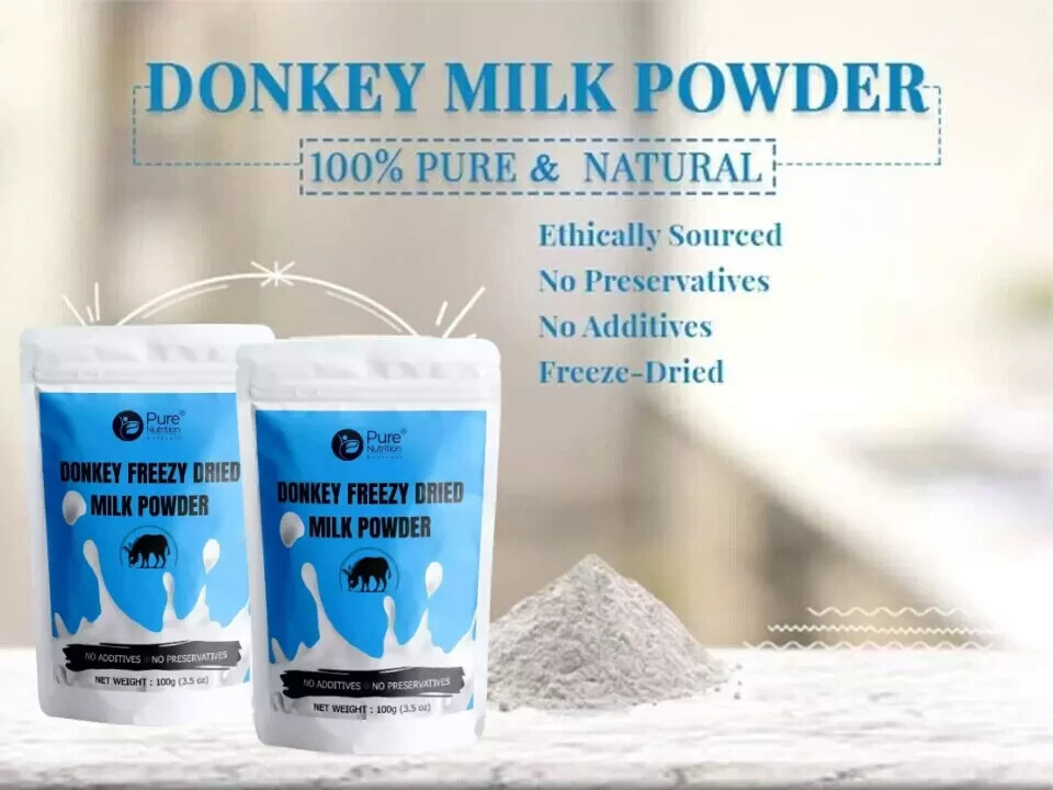 (PACK OF 2) 100% NATURAL HERBS DONKEY MILK POWDER FREEZE DRIED (3.05 OZ) 100 GM