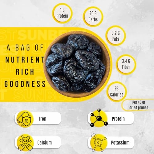 SUNBEST NATURAL Jumbo Pitted Dried Prunes in a Resealable Bag, 3 lb.