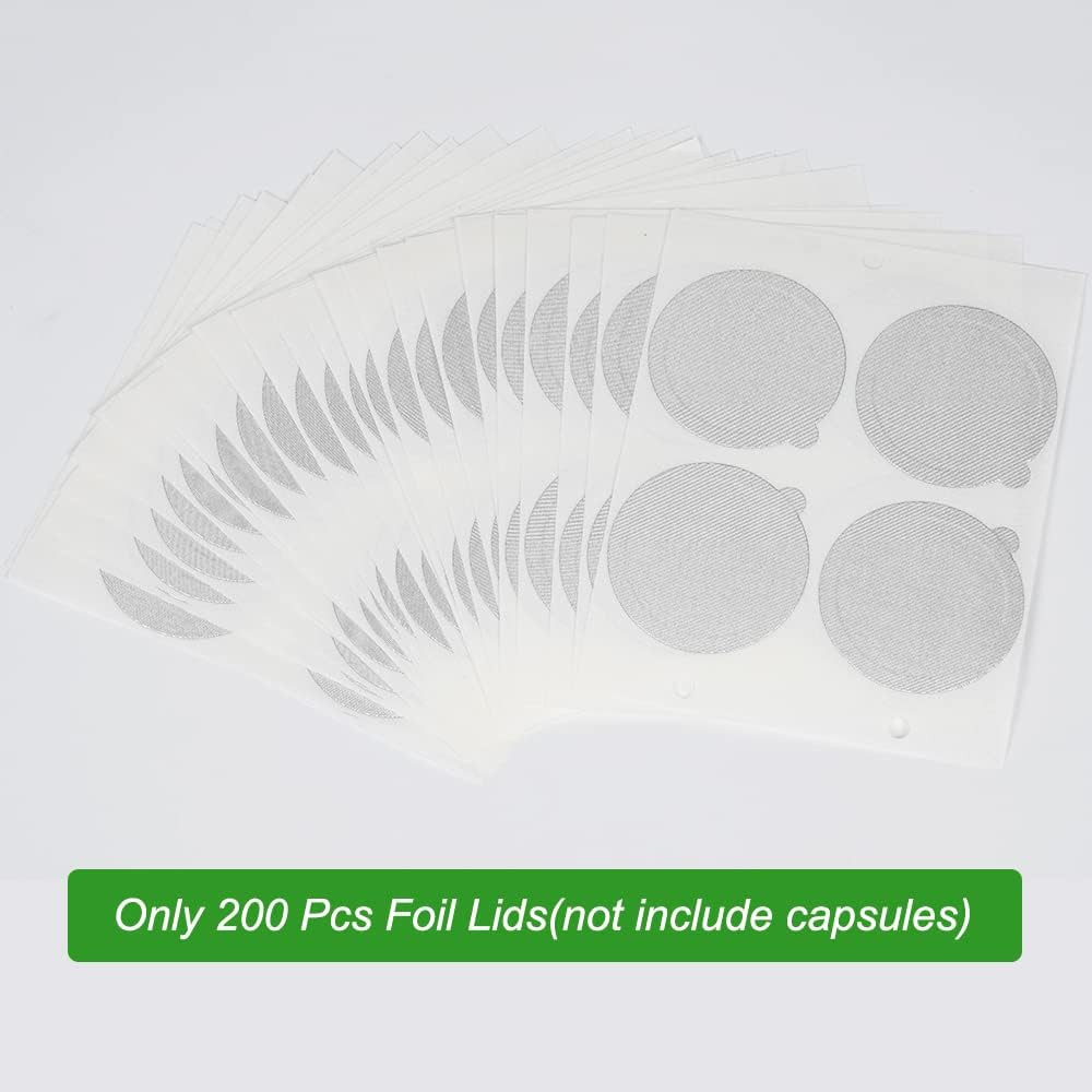 200Pcs Aluminum Foil Lids Seals for Reusable Nespresso Pods,Refillable Espresso