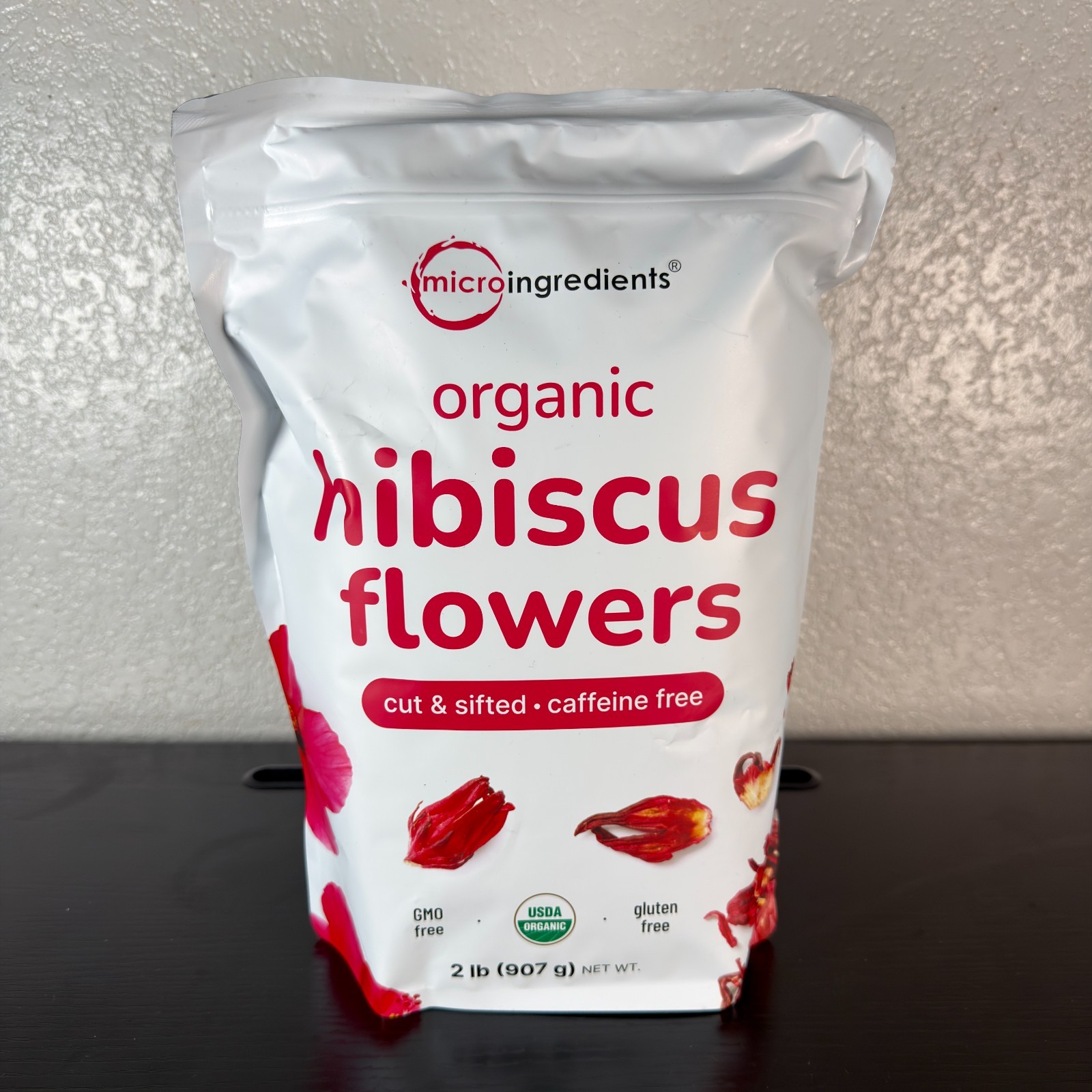 Micro Ingredients Organic Hibiscus Flowers 2 lb Caffeine Free, Loose Leaf Tea