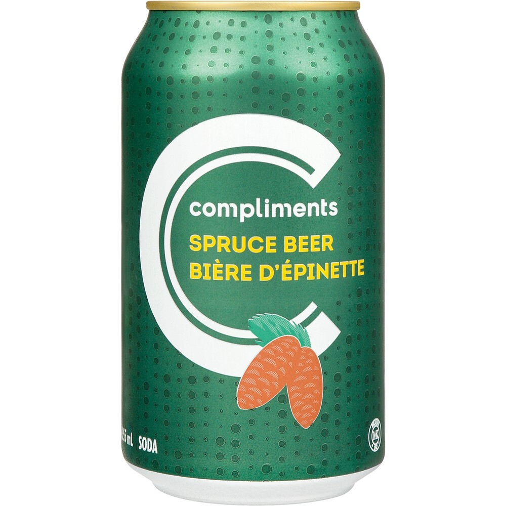 12 Cans of Compliments Spruce Beer Soft Drink 355ml Each Can – Free Shipping