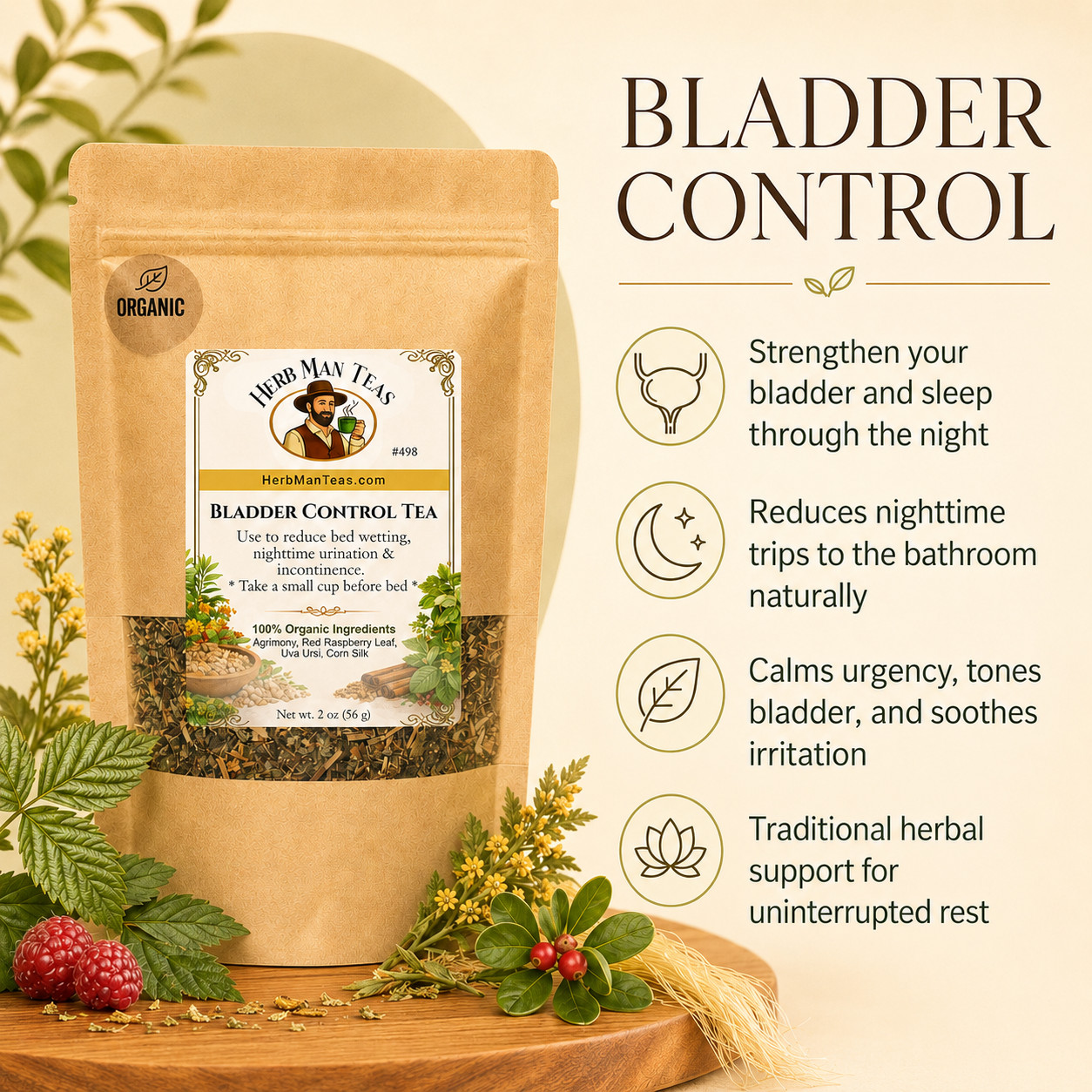 BLADDER CONTROL TEA – Stop urinating at night! Drink before bed & sleep better.