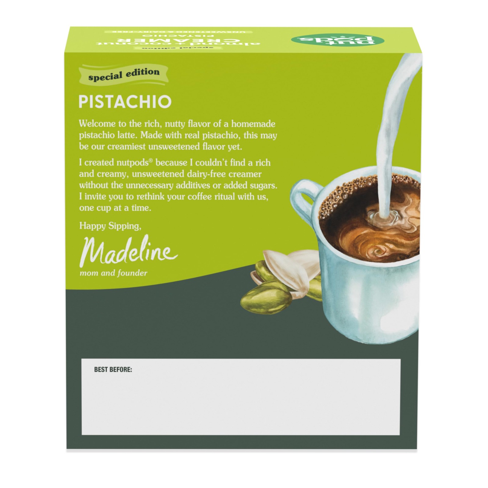 Pistachio Unsweetened Dairy-Free Creamer Almond Coconut 3-Pack Whole30 Keto