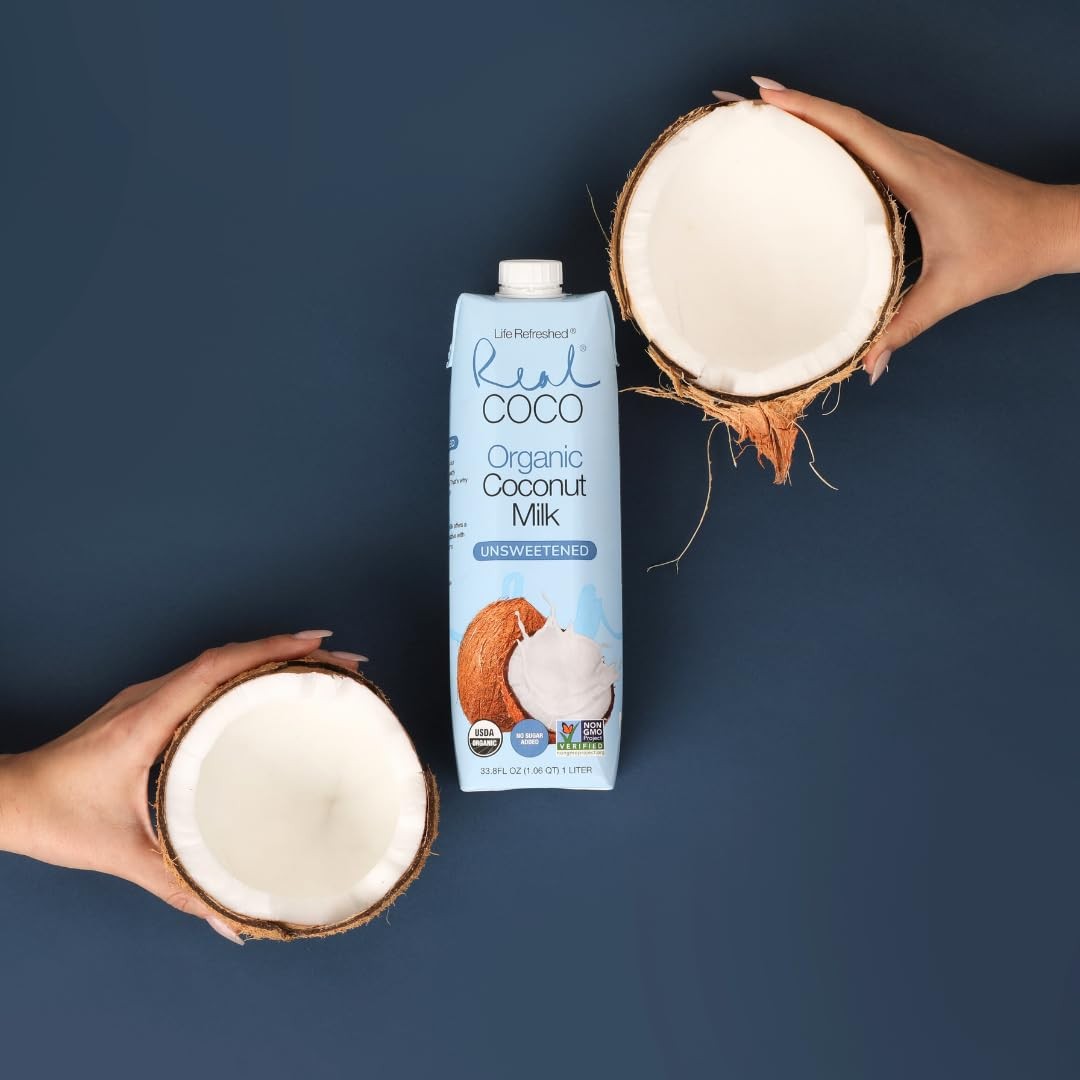 Real Coco Organic Original Coconut Milk Beverage 33.8 Fl Oz (Pack of 6)