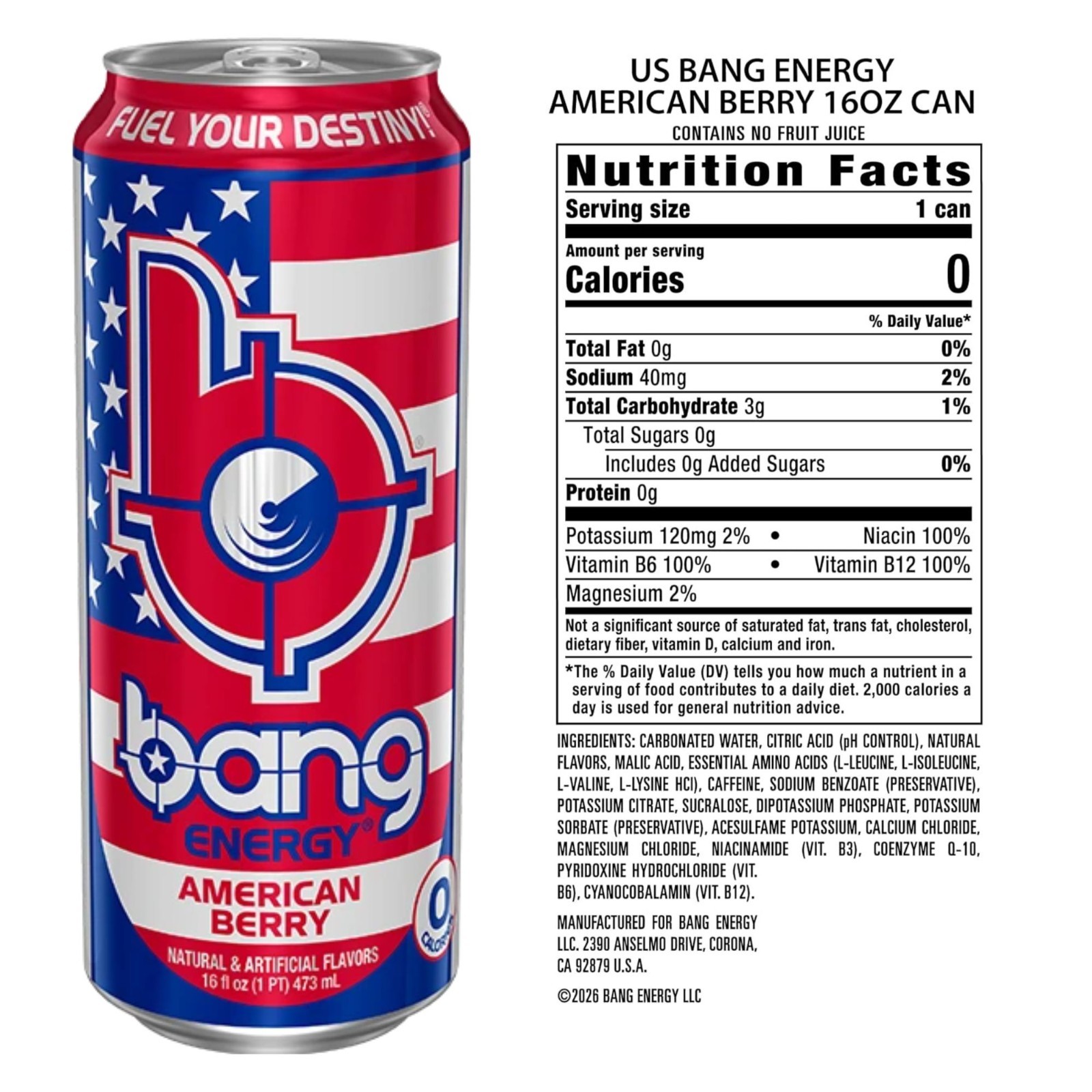 Bang Energy 6‑Flavor Sampler or 12‑Can Variety Pack – American Berry & More