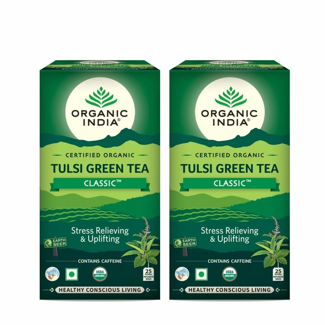 Organic India Tulsi Green Tea Classic 25 Bags x 2 Pack -FREE SHIPPING