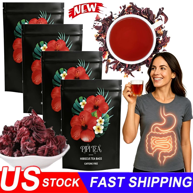 5x PiPi Tea Organic Hibiscus Tea Bags – Caffeine Free Herbal Tea Rich in Antioxi