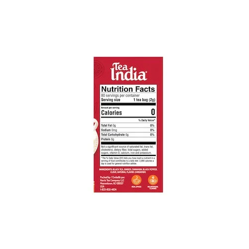 Tea India Masala Chai Black Tea Bags Spiced Indian Style Tea, 80 Count