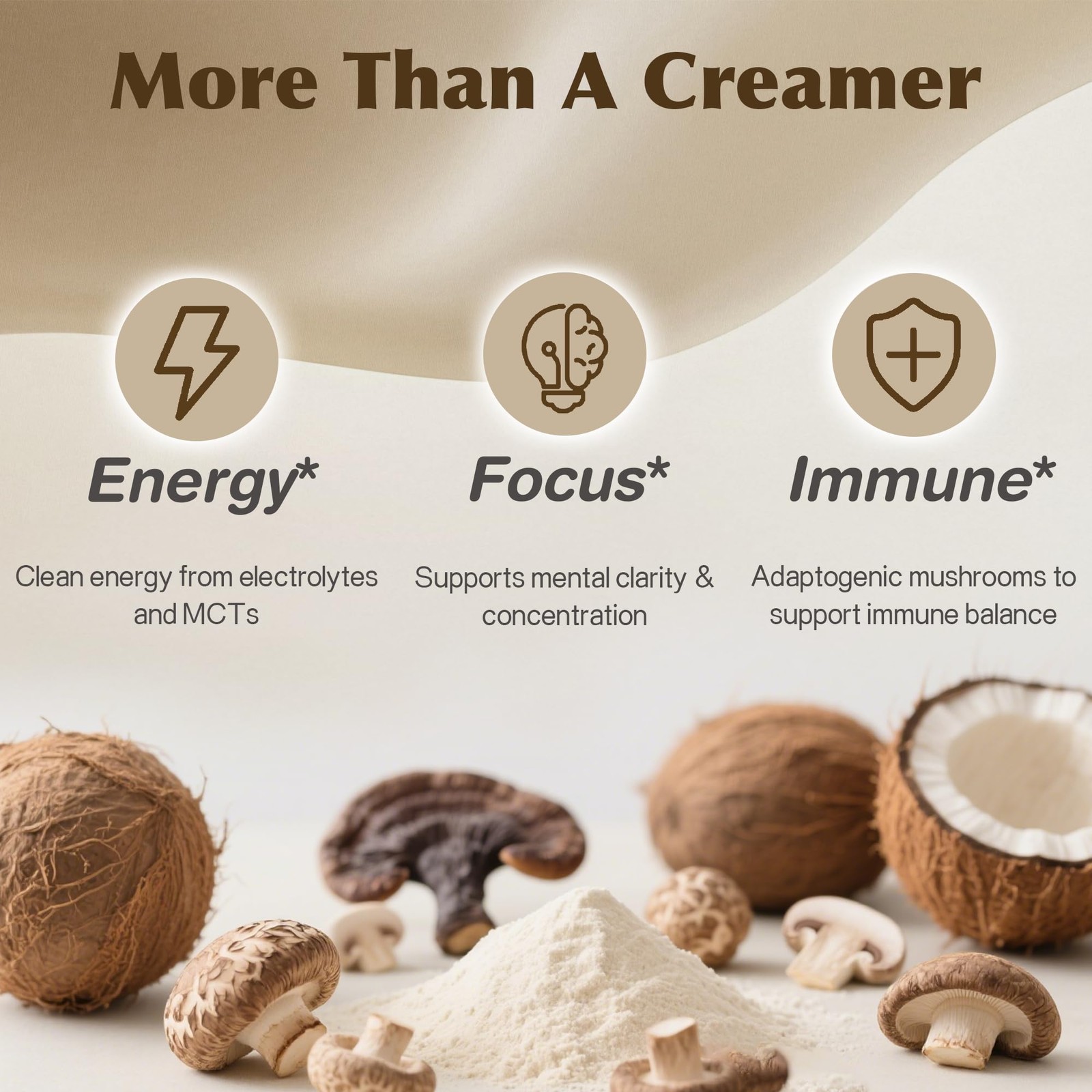 Mushroom Coconut Creamer 6.35 Oz, MCT Powder & Probiotics – Plant-Based Keto