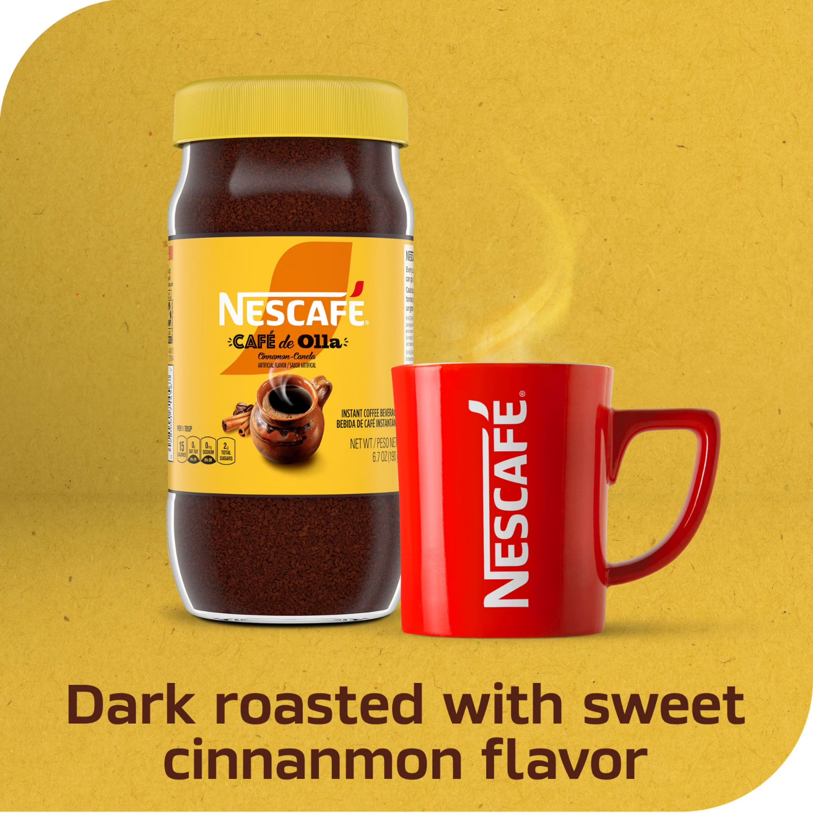 NESCAFÉ Café de Olla Cinnamon Flavored Instant Coffee 6.7 oz Jar Authentic Mexic