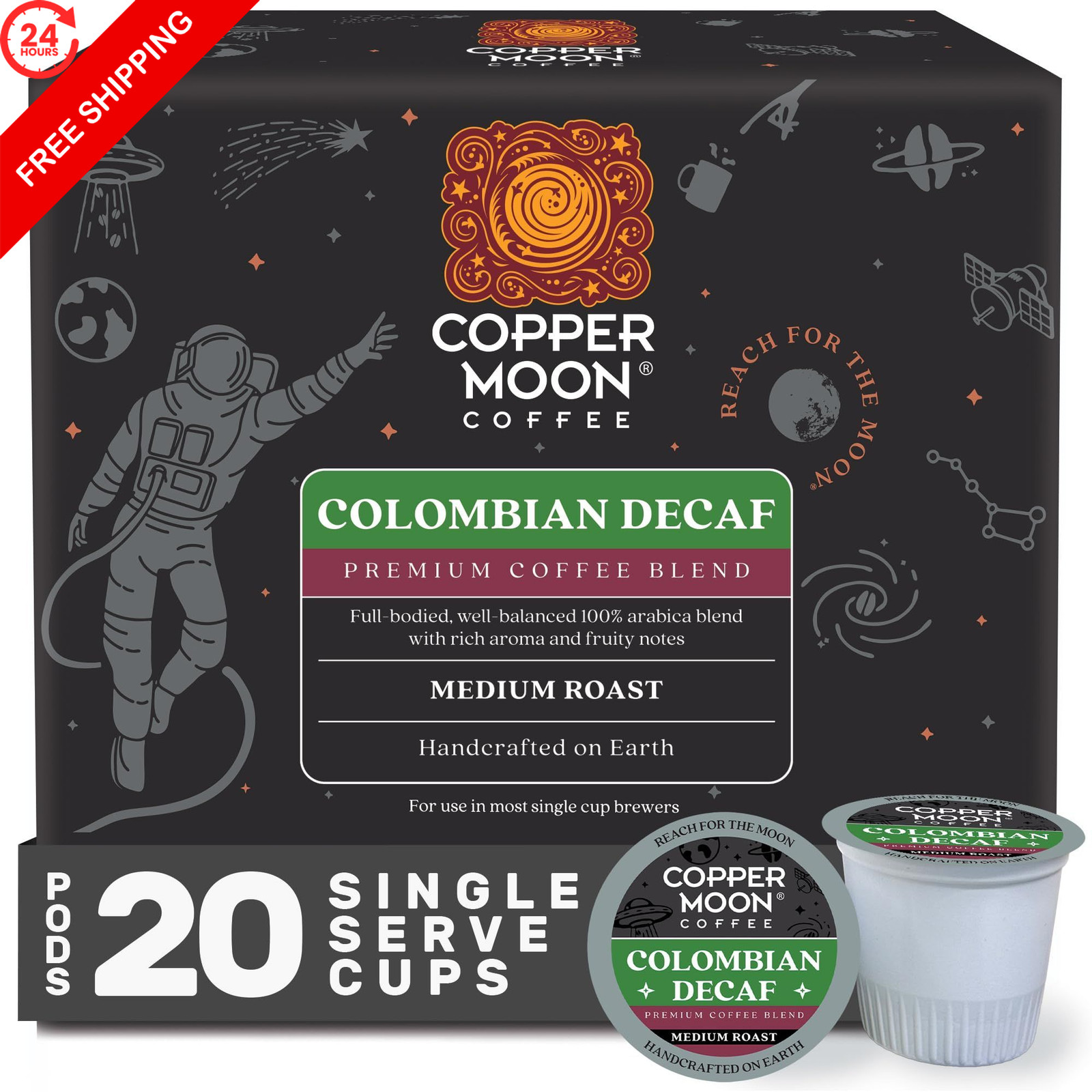 Copper Moon K-Cup Coffee Pods, Colombian Decaf Blend, 20 20 Count (Pack of 1)