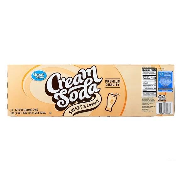 Great Value Cream Soda Pop, 12 fl oz, 12 Pack Cans****