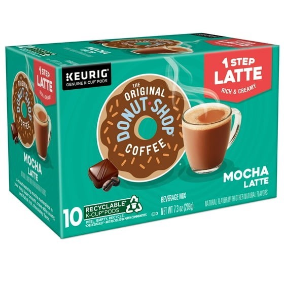 The Original Donut Shop, One Step Mocha Latte Flavored K-Cup Coffee Pods, 10 Ct