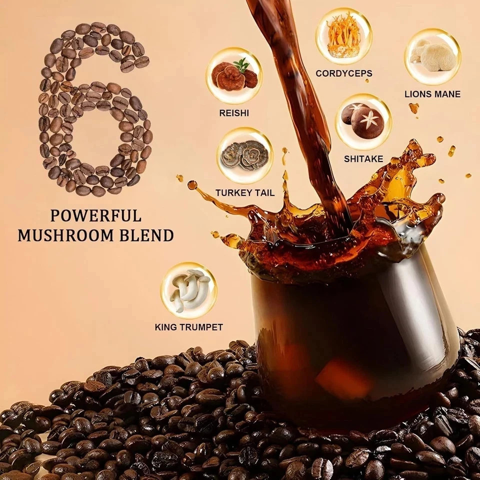 RYZE Mushroom Coffee 3-Pack (90 Servings) Instant Organic Coffee Free Shipping