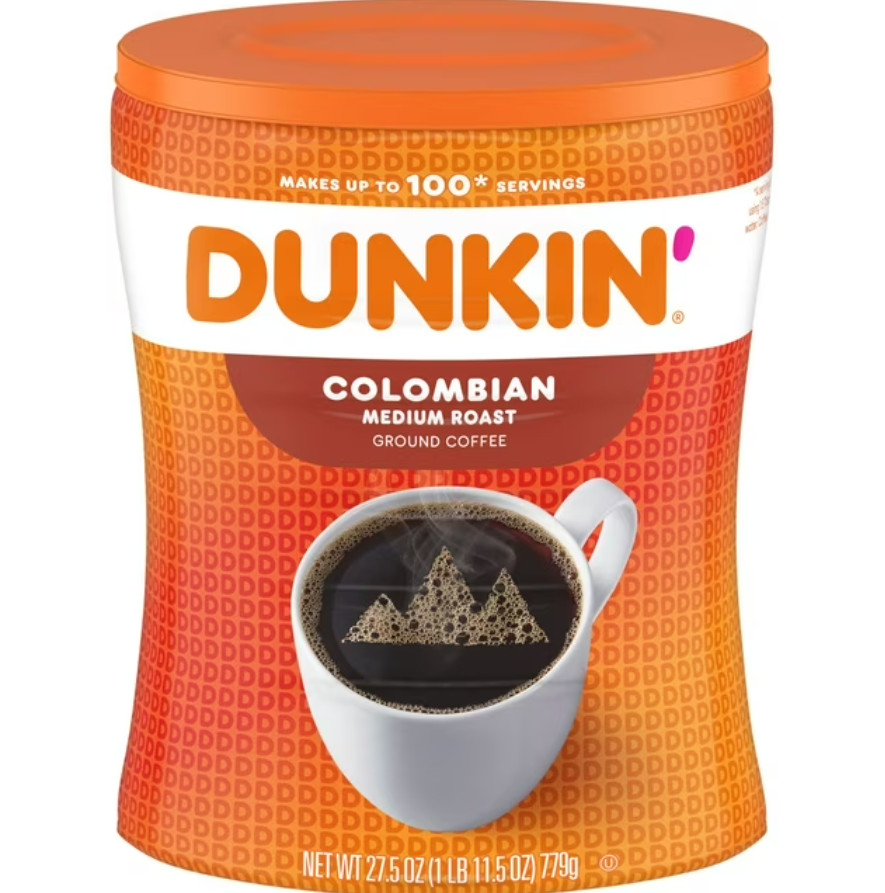 Dunkin 100% Colombian Medium Roast Ground Coffee, 27.5 oz. Canister,new