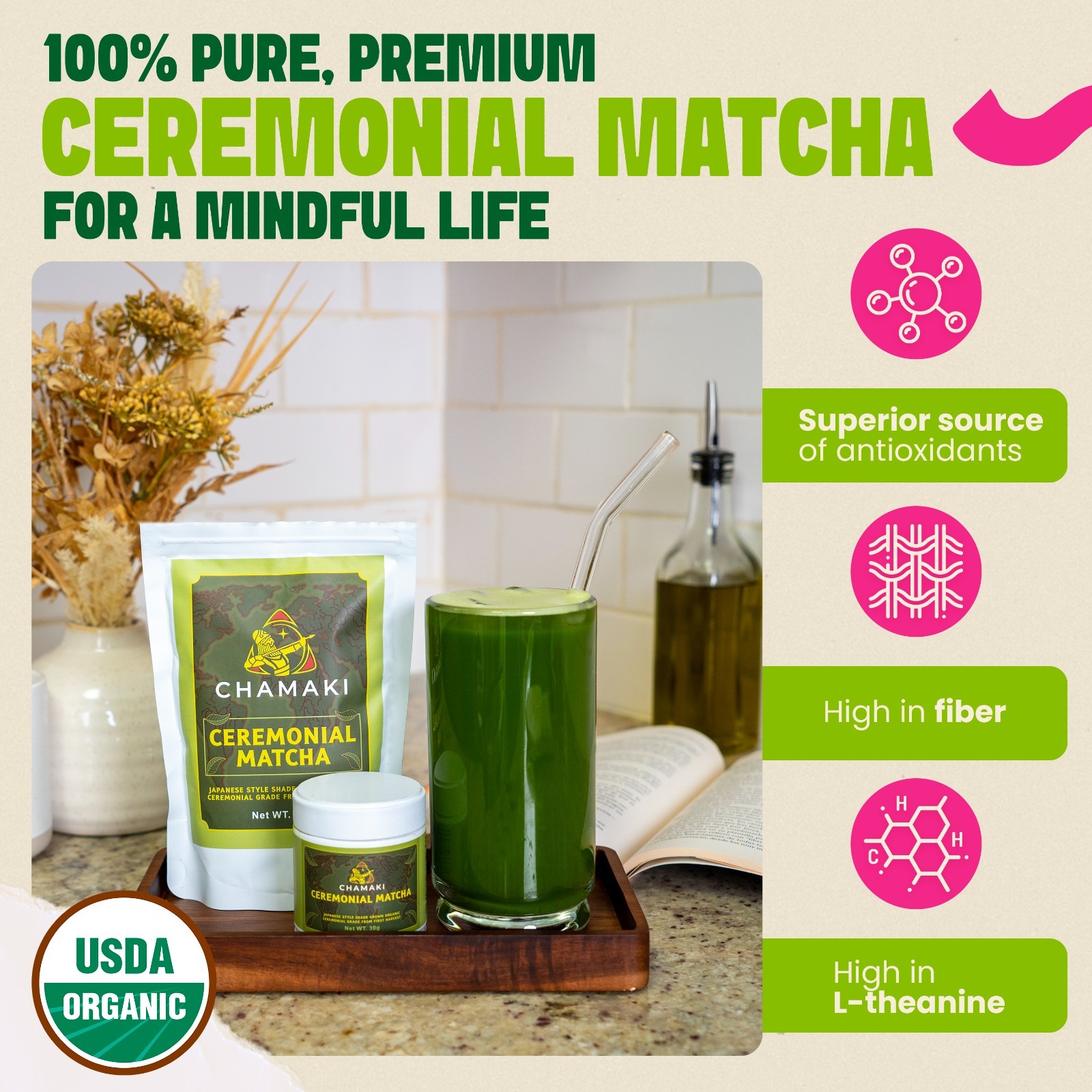 Chamaki Ceremonial Matcha Powder-First Harvest Japanese Style Organic 100g