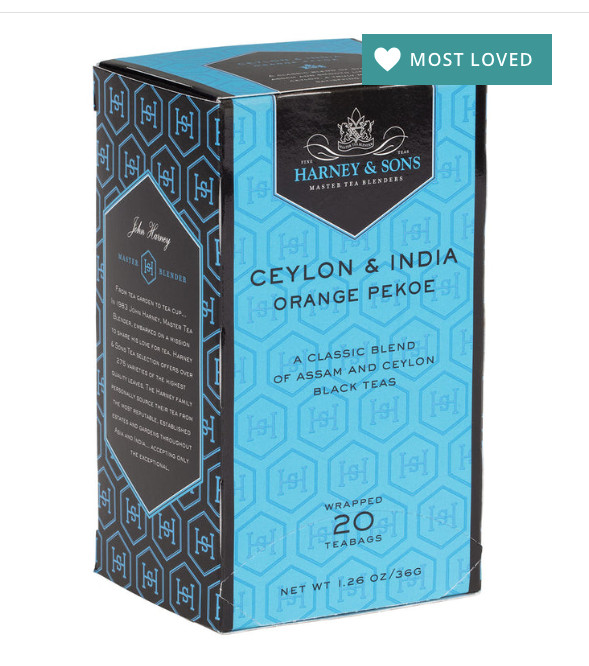 HARNEY CEYLON & INDIA aka ORANGE PEKOE Tea 20 ct tea bags boxed