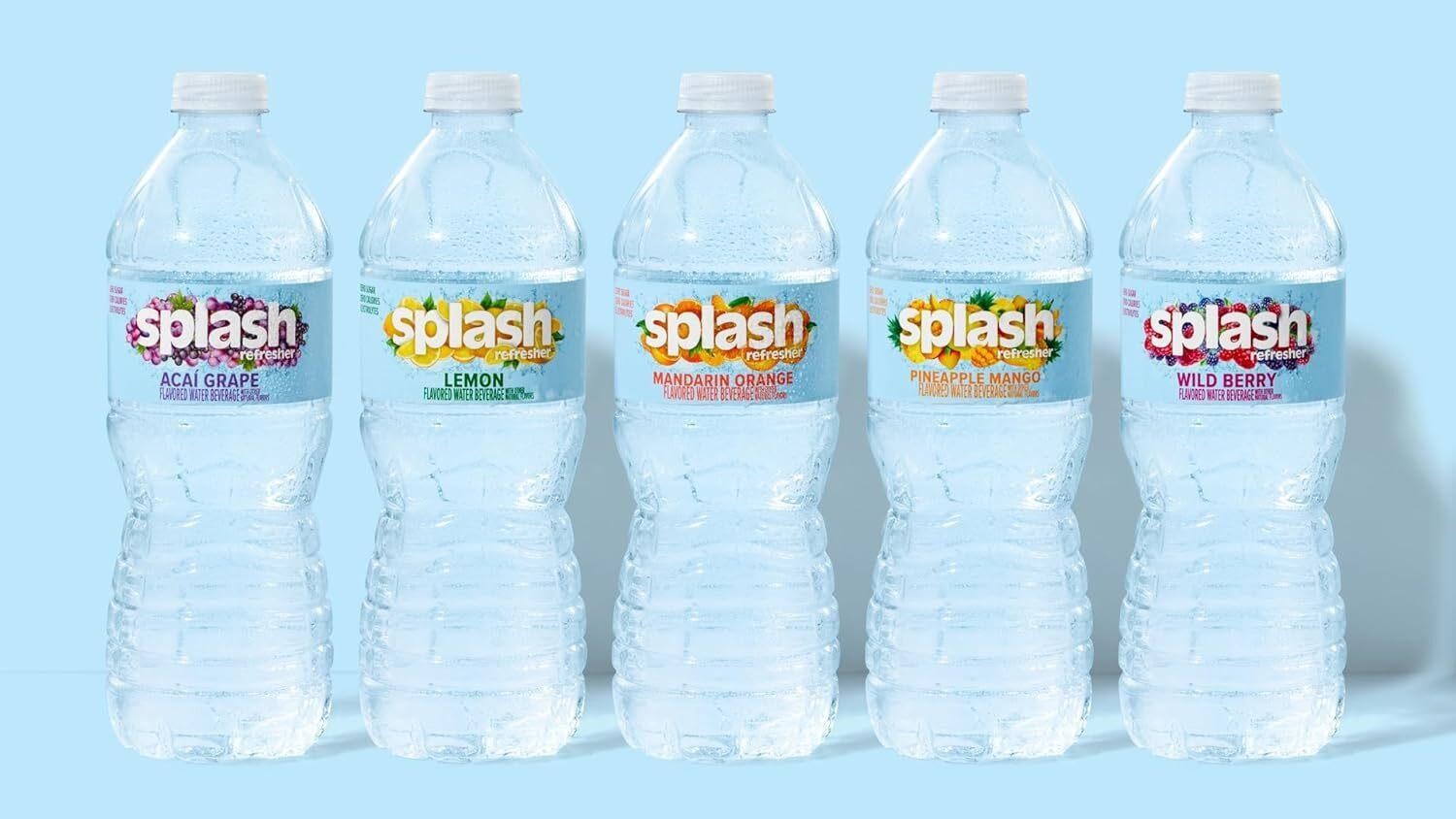Splash Refresher Acai Grape Flavored Water, 16.9 Fl Oz, Plastic Bottle Pack of 6