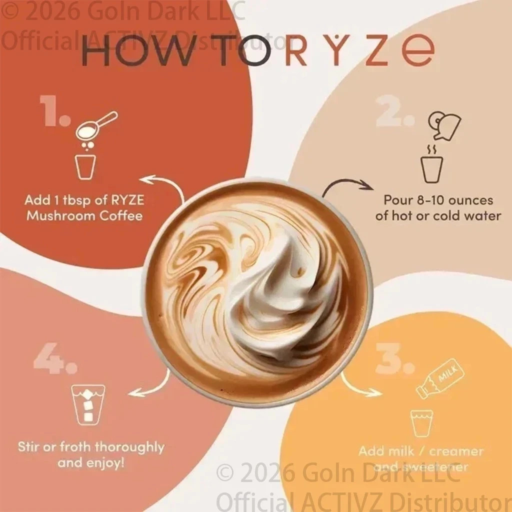 NEW Organic Ryze Mushroom Coffee, 30 Servings/Bag, Instant, Free Shipping
