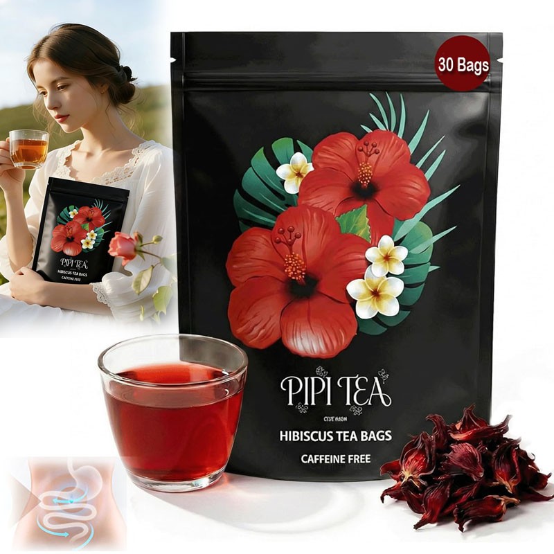 PiPi Tea Organic Hibiscus Tea Bags – Caffeine Free Herbal Tea Rich in Antioxi