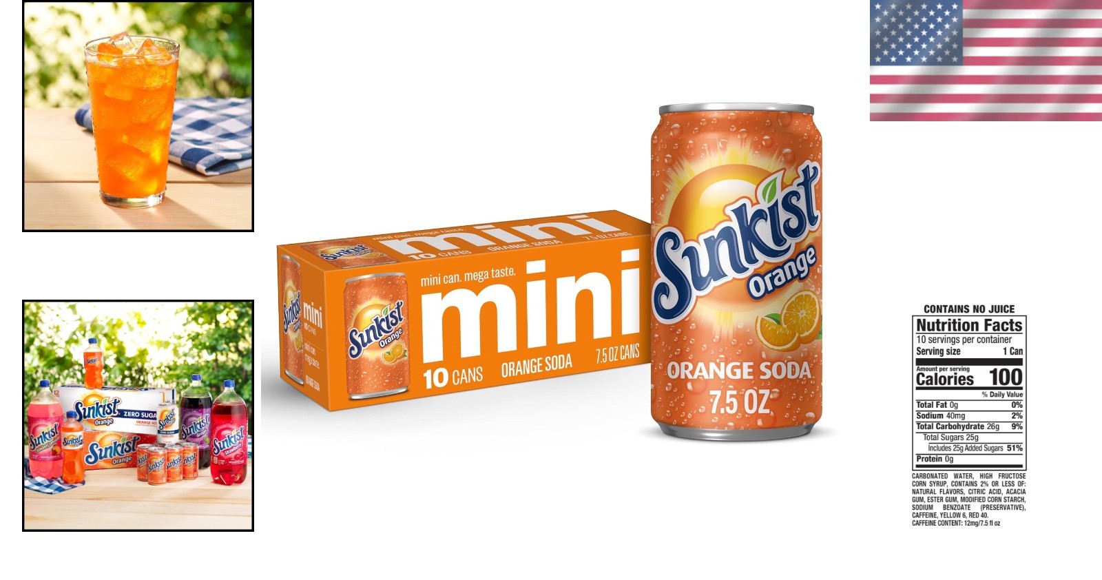 Delicious 10-Pack Orange Flavored Soft Drinks: Caffeine-Free & BPA-Free Cans