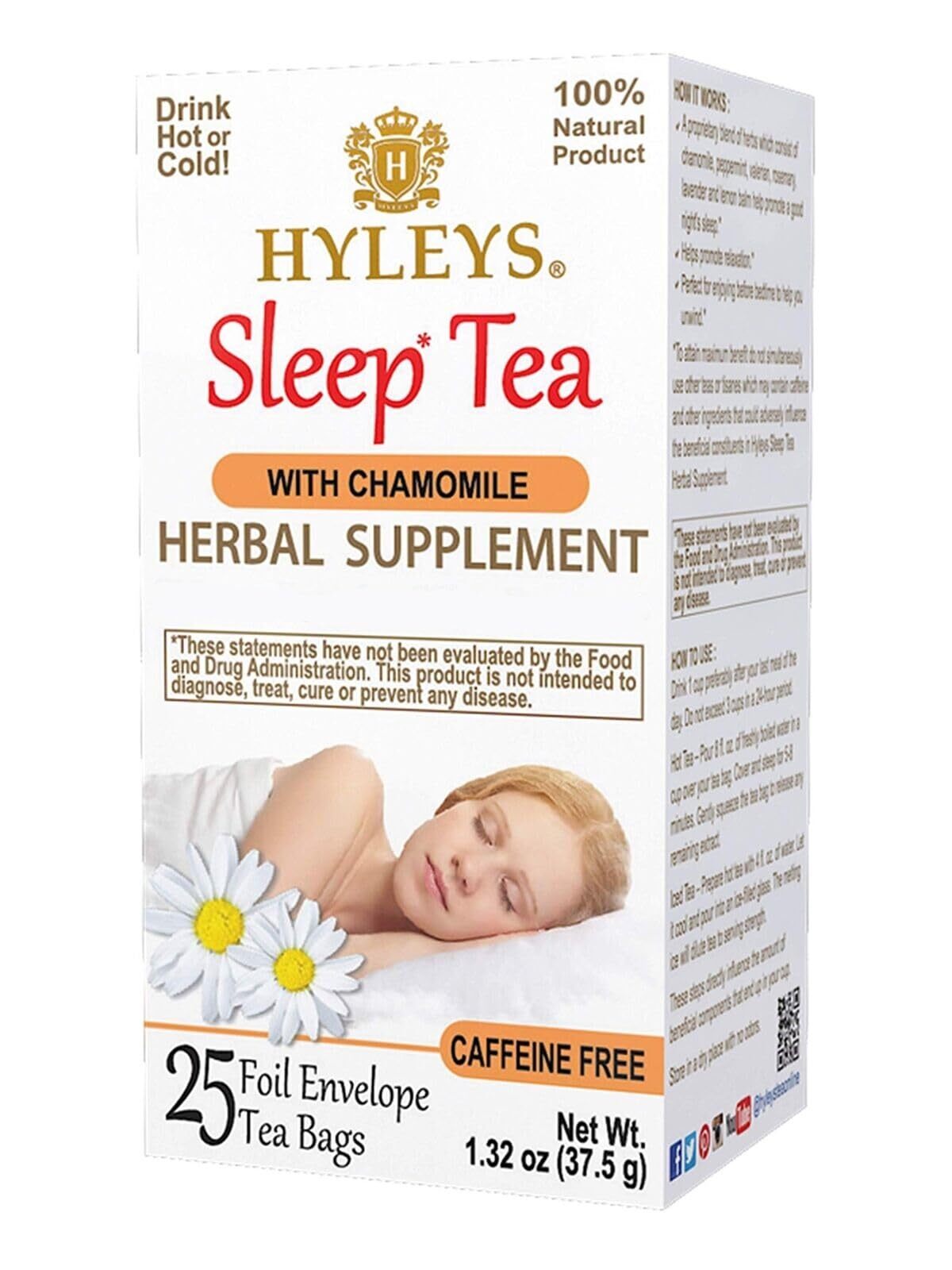 Hyleys Sleep Chamomile Herbal Tea 25 Tea Bags Caffeine Free & Gluten Free