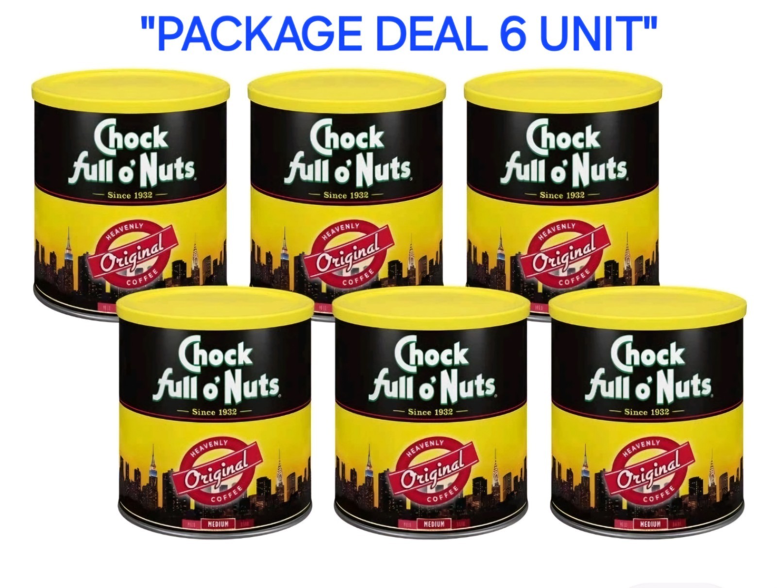 Chock Full o’Nuts Medium Roast Ground Coffee,48 Oz. “PACKAGE DEAL 6 UNIT”