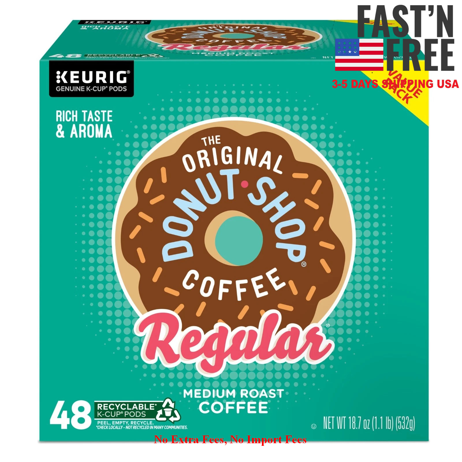 The Original Donut Shop Regular Coffee Keurig K-Cup Pods Medium Roast 48 Box