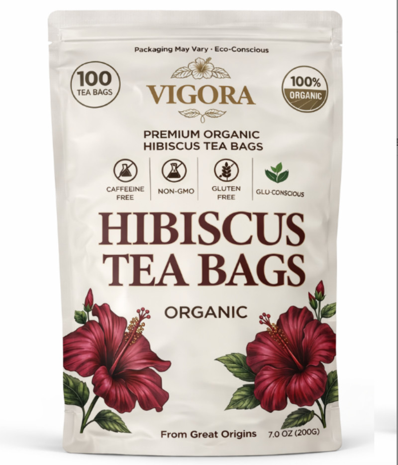 Hibiscus Tea Bags 100 Count – 100% Pure Natural Dried Hibiscus Flowers US