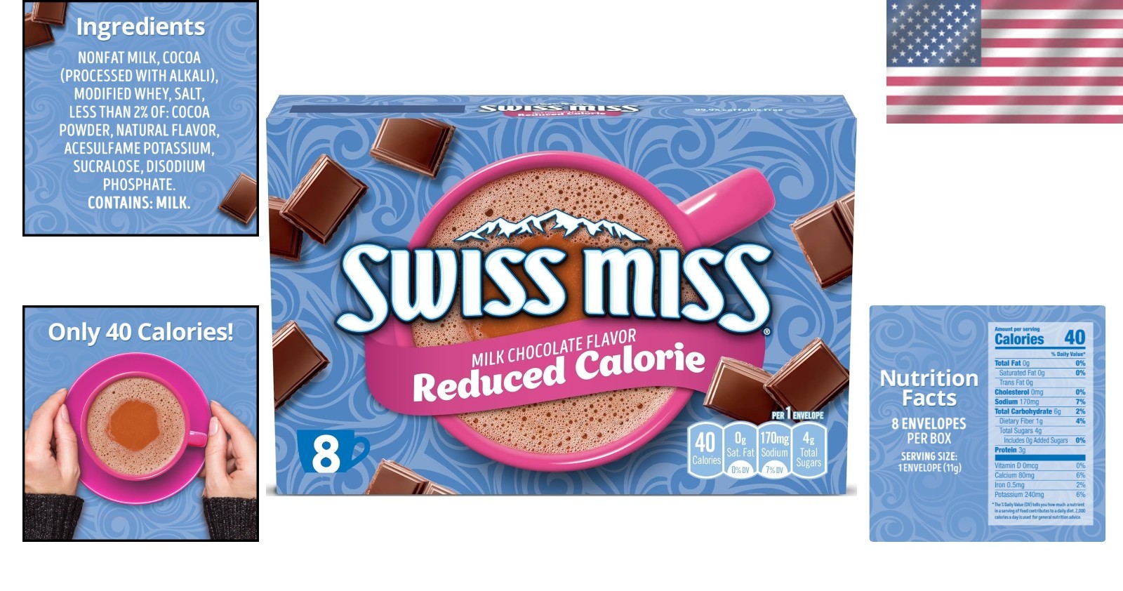 8-Count Milk Chocolate Flavored Cocoa Mix – Gluten-Free, Caffeine-Free Treat