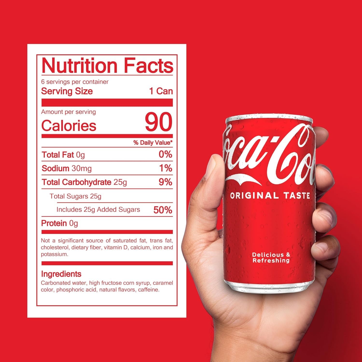 Refreshing Coca-Cola Classic 6 Pack, 7.5 fl oz Mini Cans for Anytime Enjoyment