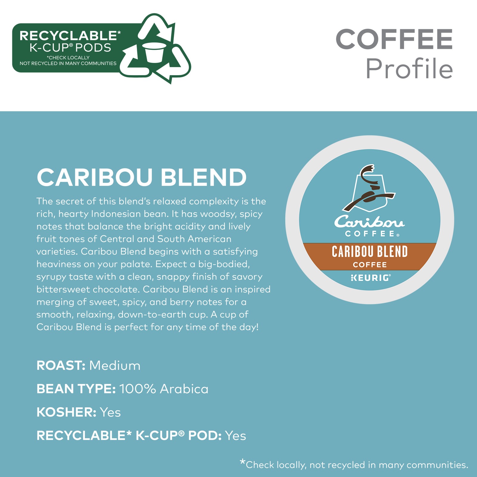 Caribou Coffee Caribou® Blend Coffee K-Cup® Pods Box 24 Count – Keurig® Single