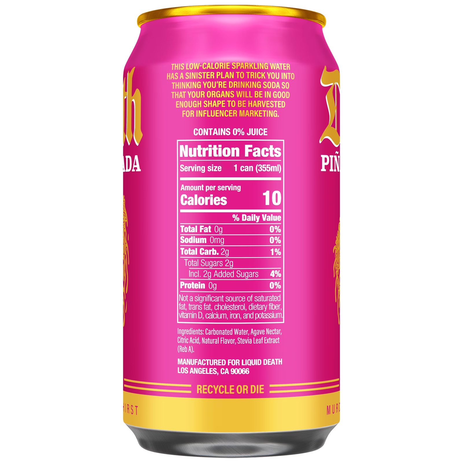 Liquid Death, Piña Killada, Soda Flavored Sparkling Water, 6-Pack (12Oz Cans), L