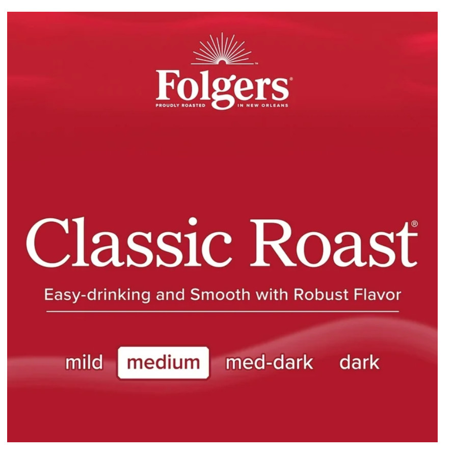 Folgers Classic Roast, Medium Roast Coffee, Keurig K Cup Pods, 48 Count Box