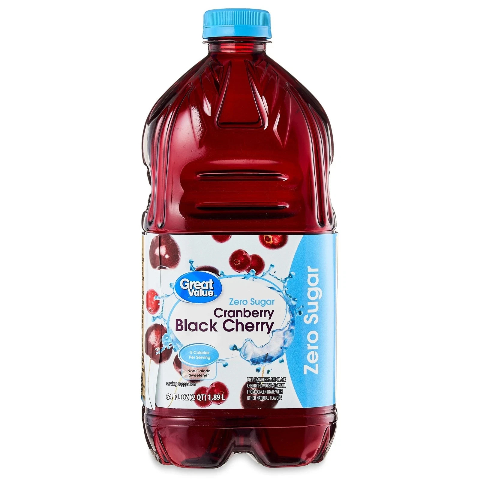Great Value Zero Sugar Cranberry Black Cherry Cocktail 64 fl oz Bottles (2-Pack)