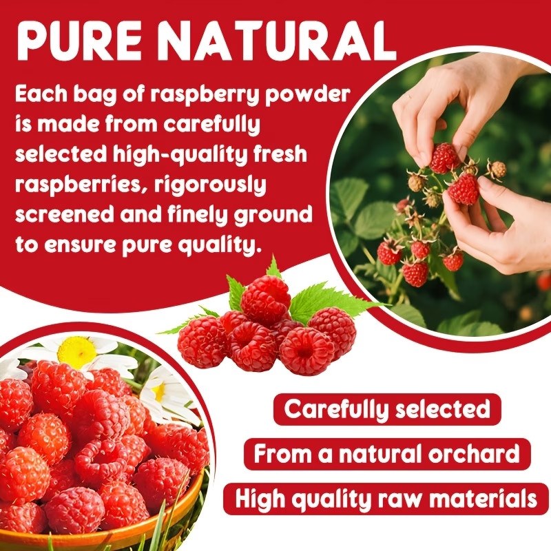8Oz (227G) of Raspberry Powder with No Added Sugars Or Additives Vegan