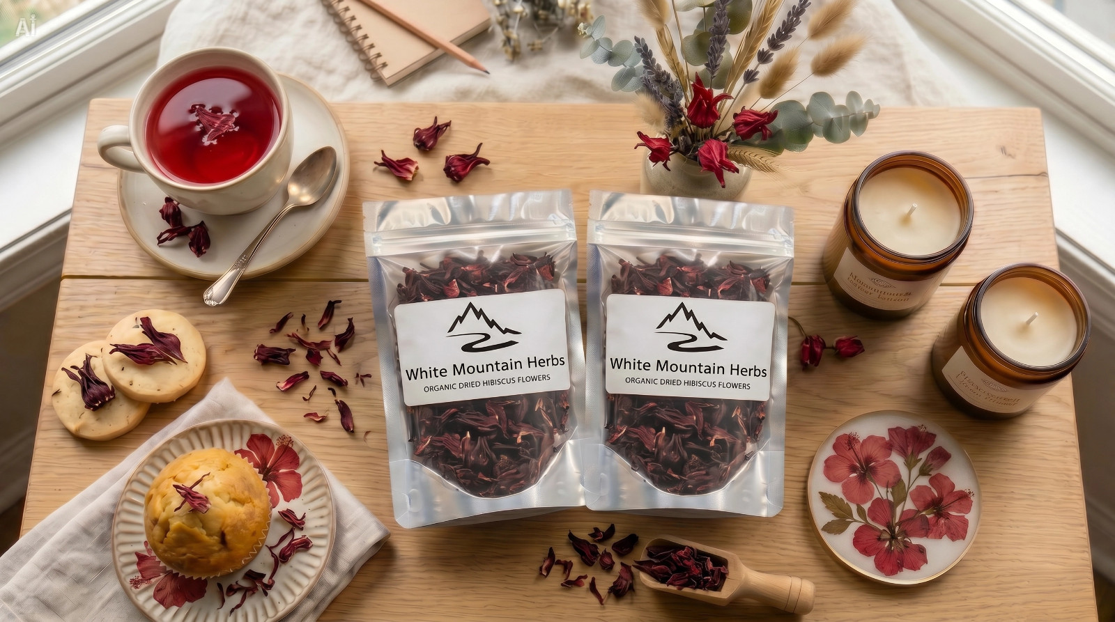 Wild Crafted Hibiscus Flowers Dried Cut ~ 4 oz. Freshly Packed USA Free Ship