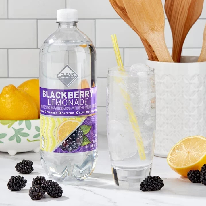(12 pack) Clear American Blackberry Lemonade Sparkling Water, 1 Liter