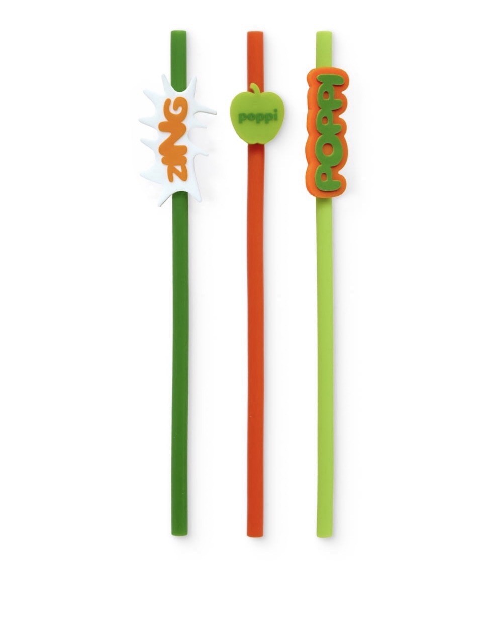 poppi Sour Apple Sweetheart Limited Edition 6 Pack Bundle With Poppi Straws Set