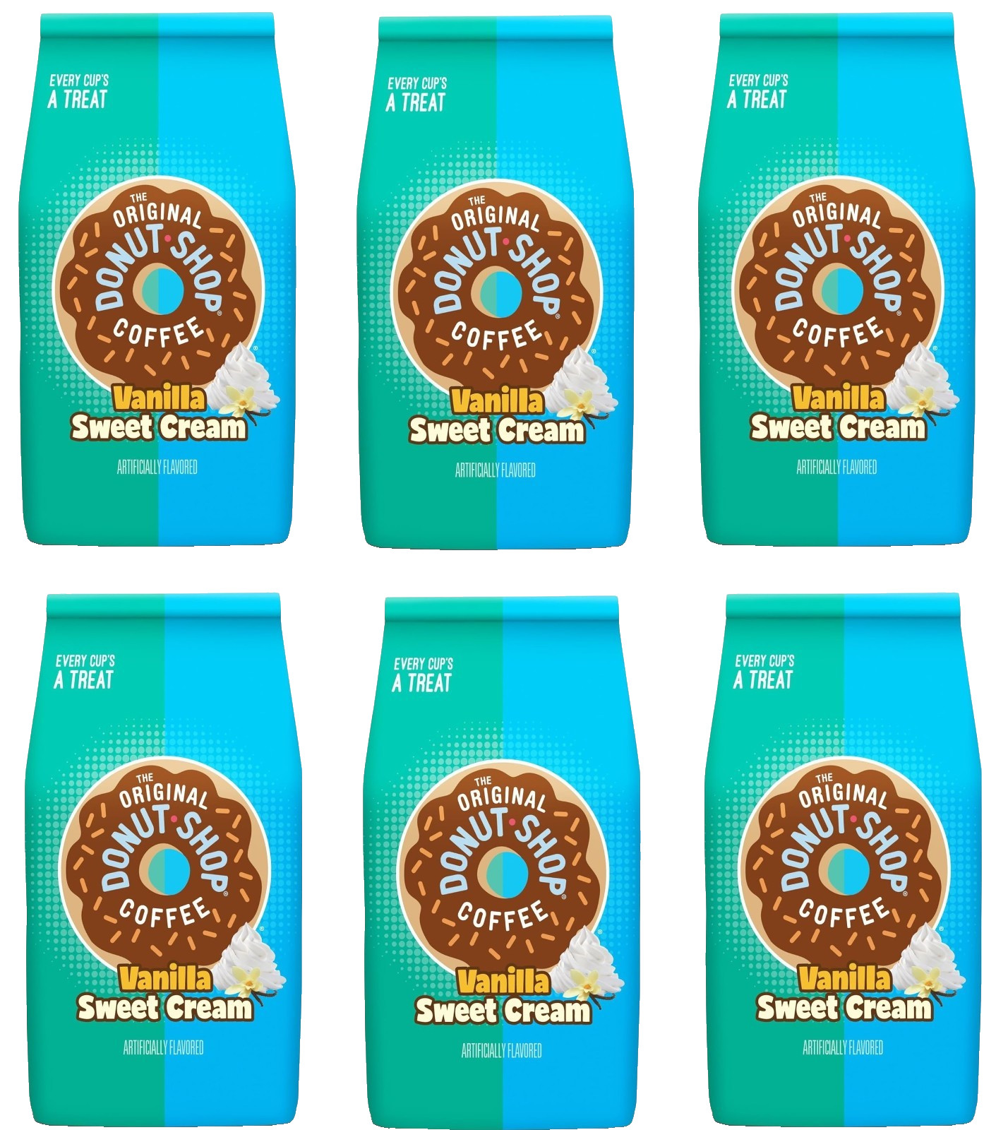 The Original Donut Shop Vanilla Sweet Cream Ground Coffee 12 oz Bag – 6 PACK