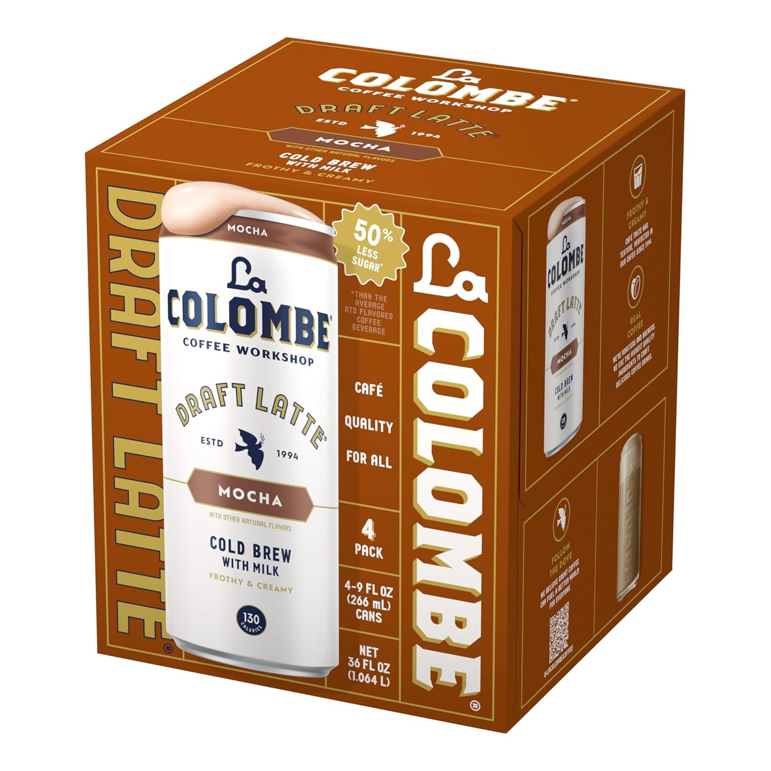 Mocha Draft Latte Ready To Drink Cold Brew Coffee 9oz Cans 4 Pack