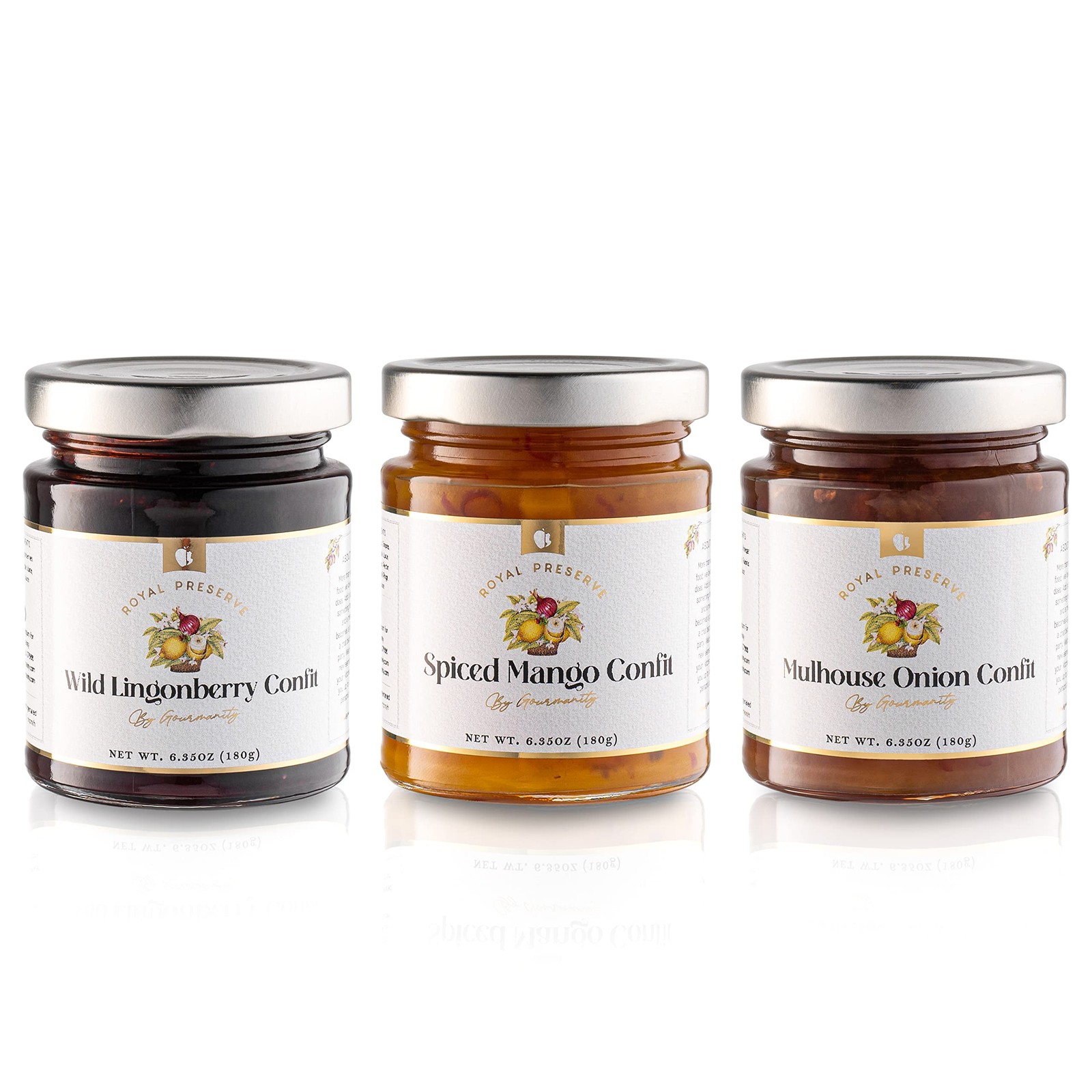 Savory Jam Gift Set 6.35oz – Onion, Lingonberry & Mango Chutney – for Foodies