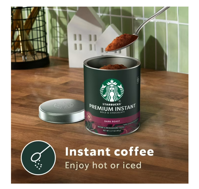 (2 Pack) Starbucks Premium Instant Coffee, Dark Roast, 100% Arabica, 3.17 Oz Ea